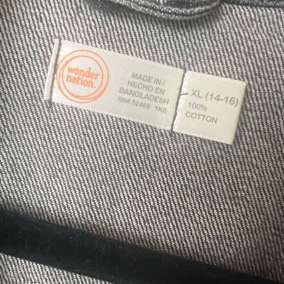 WONDER NATION black denim jacket- kids size XL-14/16 - Picture 7 of 8